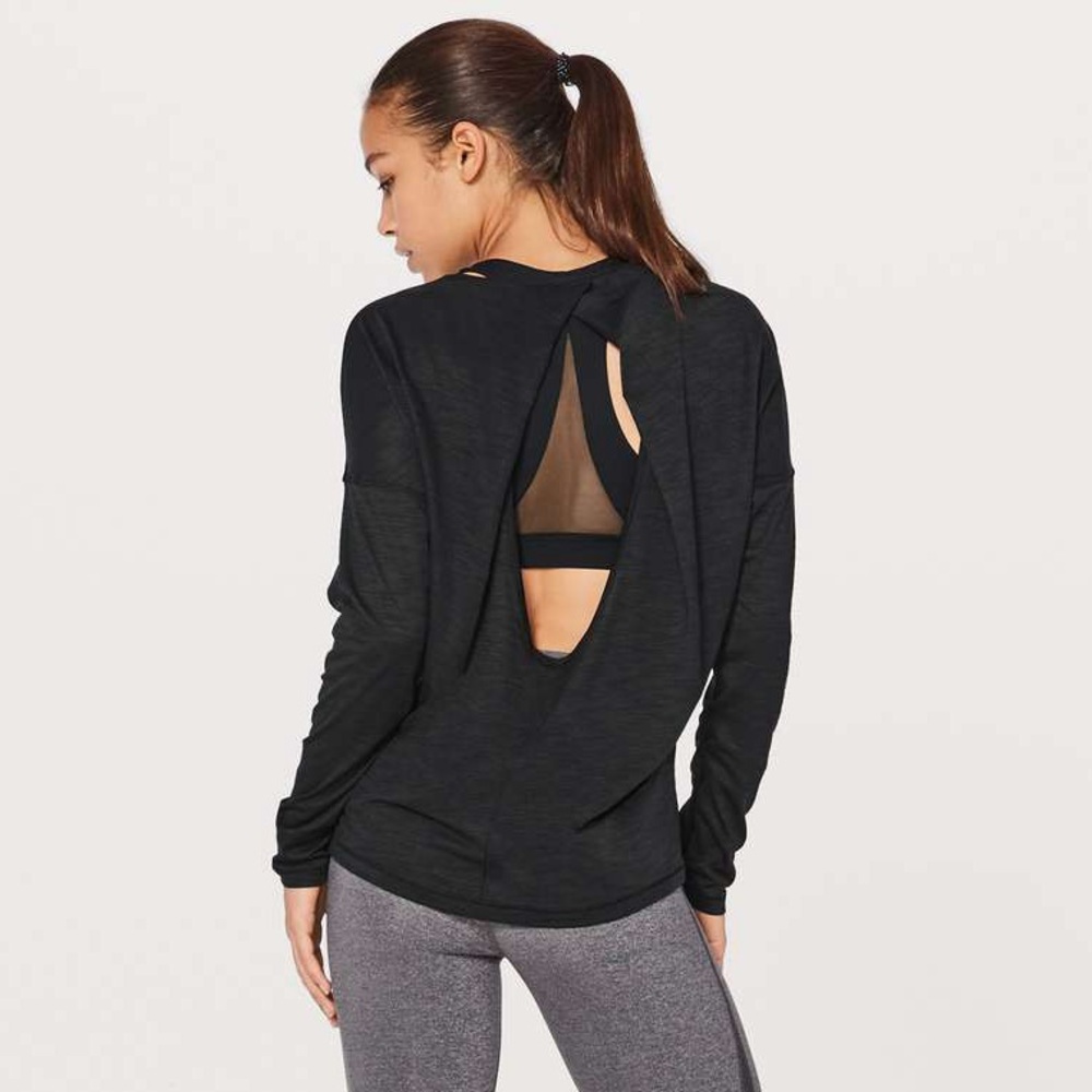 Lululemon Get Set Long Sleeve Heathered Black Size 8